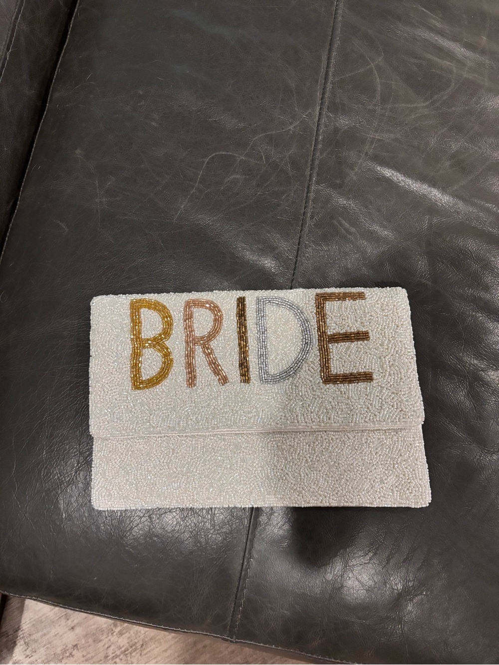 Bride Beaded White Clutch Bag